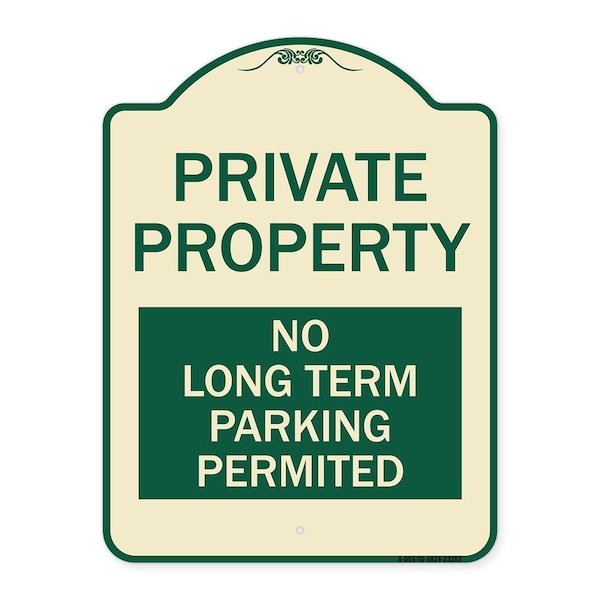 Private Property No Long-Term Parking Permitted Heavy-Gauge Aluminum Sign, 24" x 18", TG-1824-23253